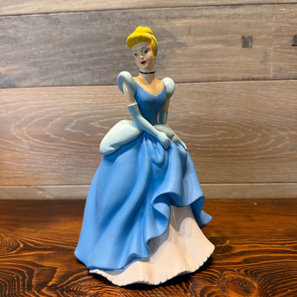 Disney Princess Cinderella Coin Bank Blue Ballgown Figurine 9" Plastic